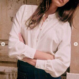 Sezane Fride Blouse - Ecru - Size 36 - EUC (Worn Once!)
